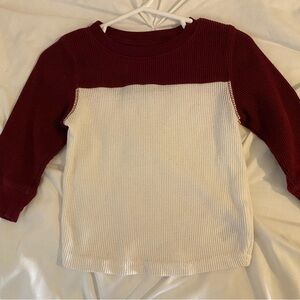 Burgundy and Cream Kids Long Sleeve Shirt